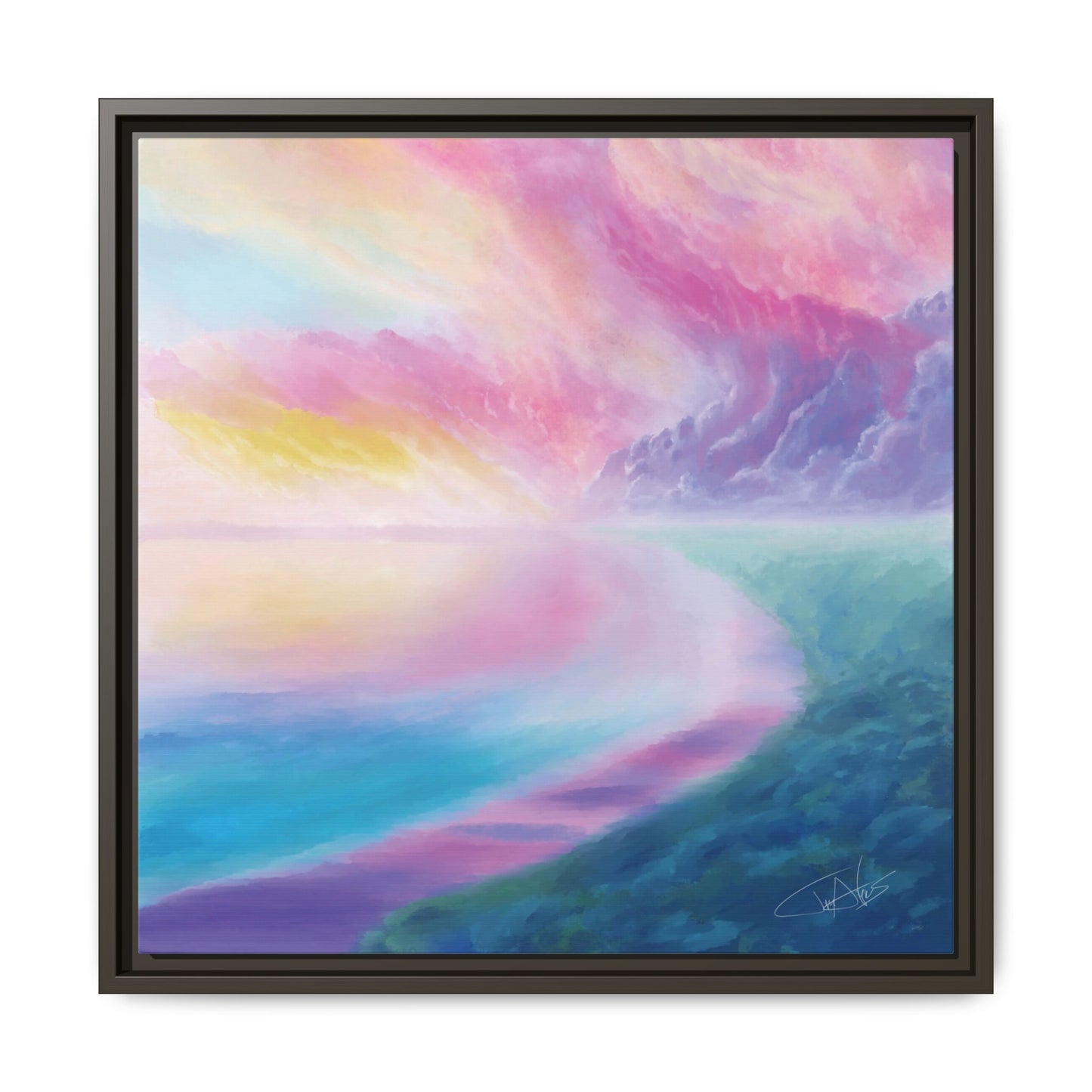 "Cotton Candy Sunset" Framed canvas