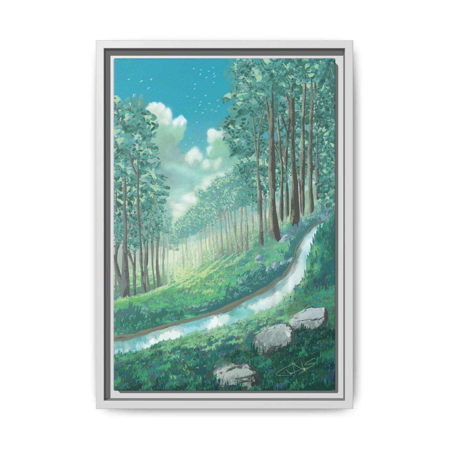 "Summer Stream" Framed canvas