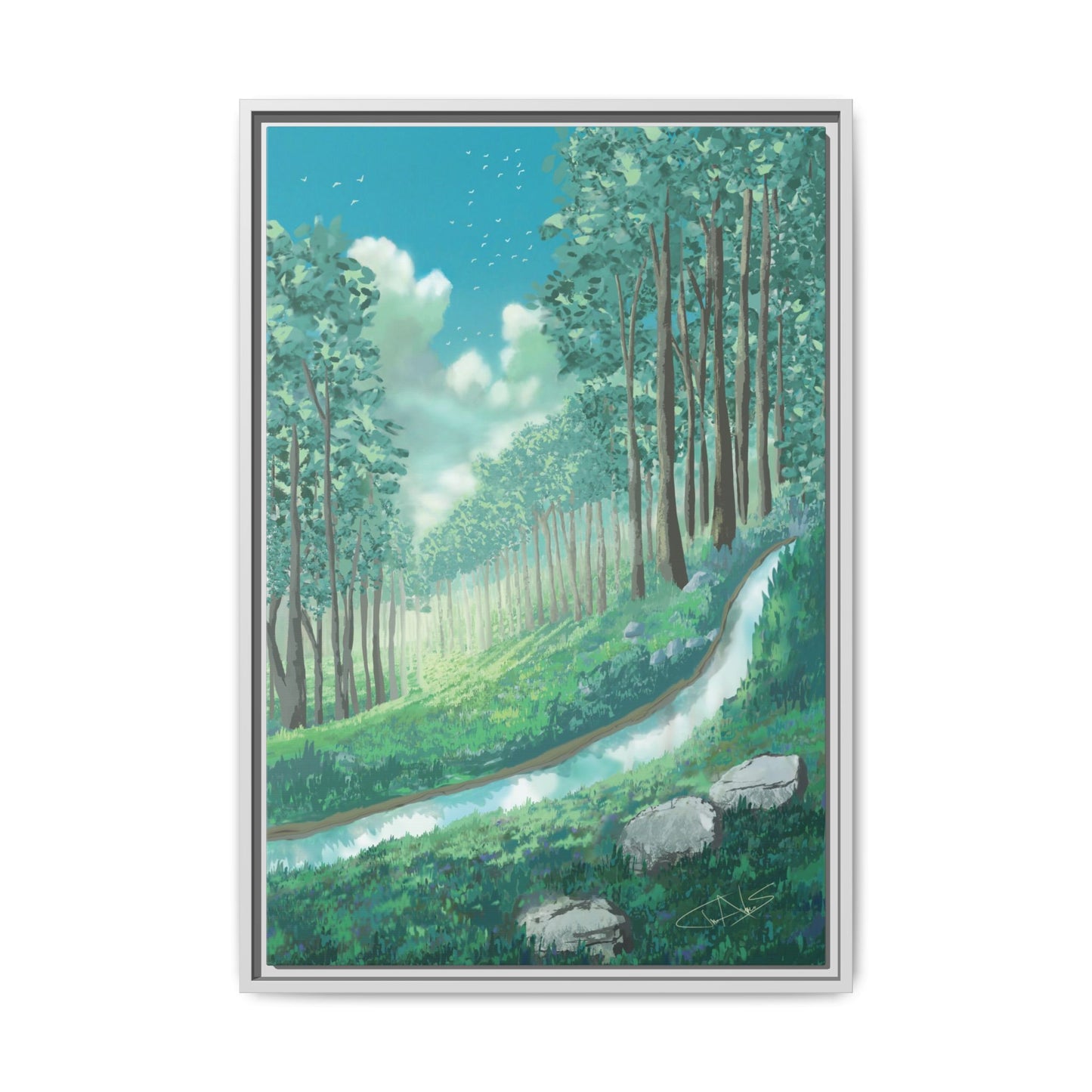 "Summer Stream" Framed canvas