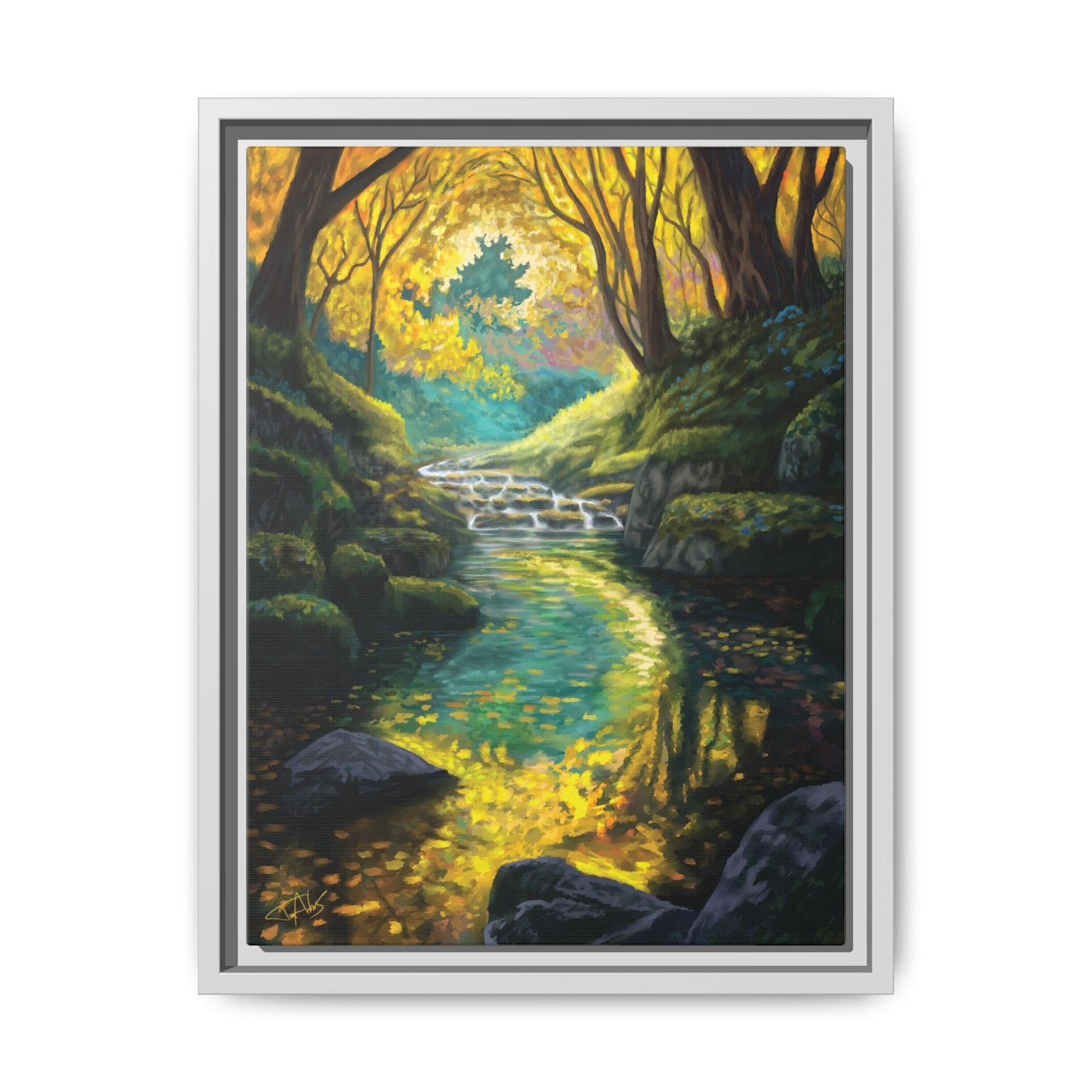 "Golden Light Continuum" Framed canvas