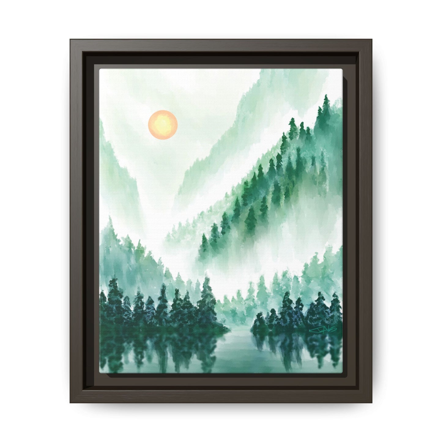 "Emerald Expanse" Framed canvas