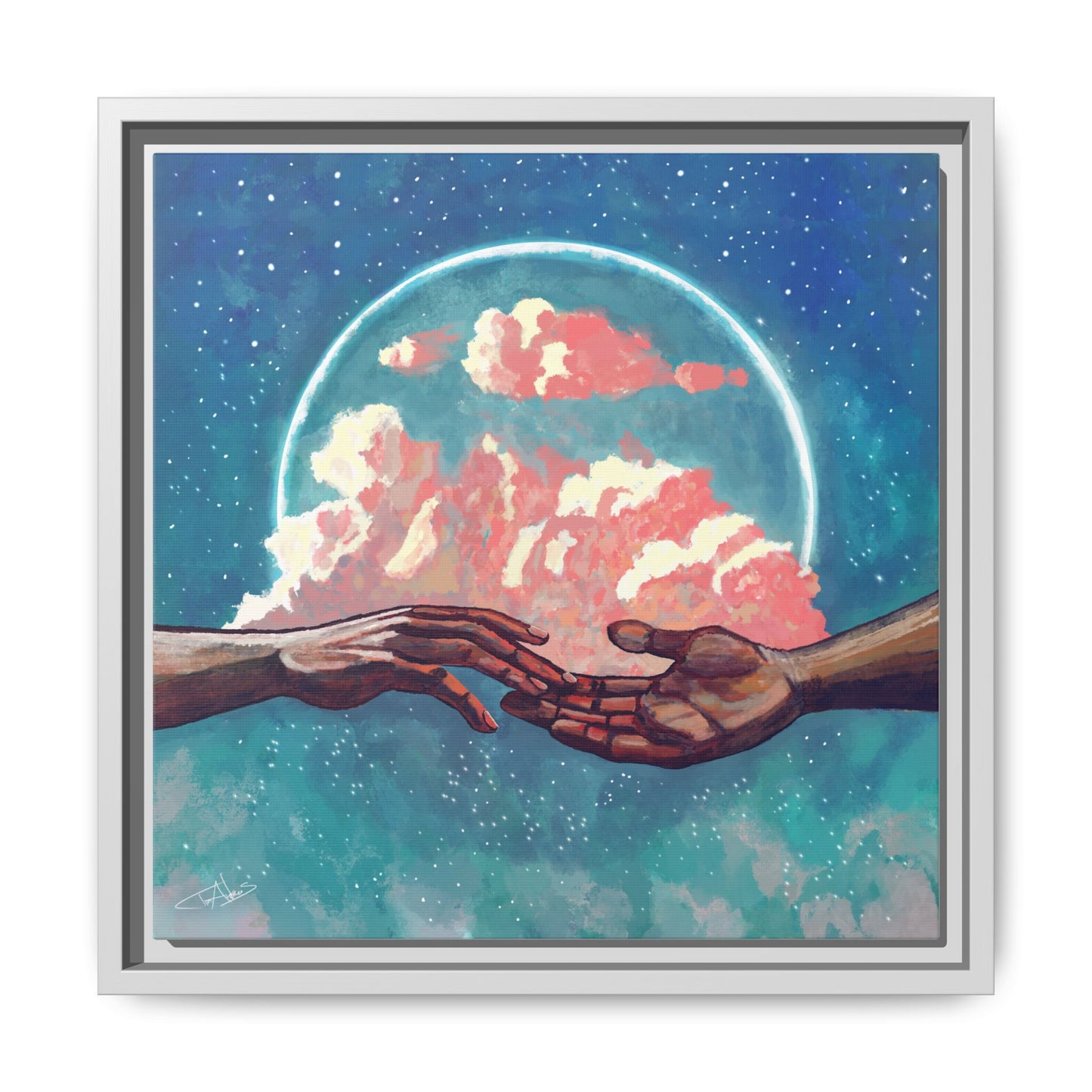 "Your Hand in Mine" Framed canvas