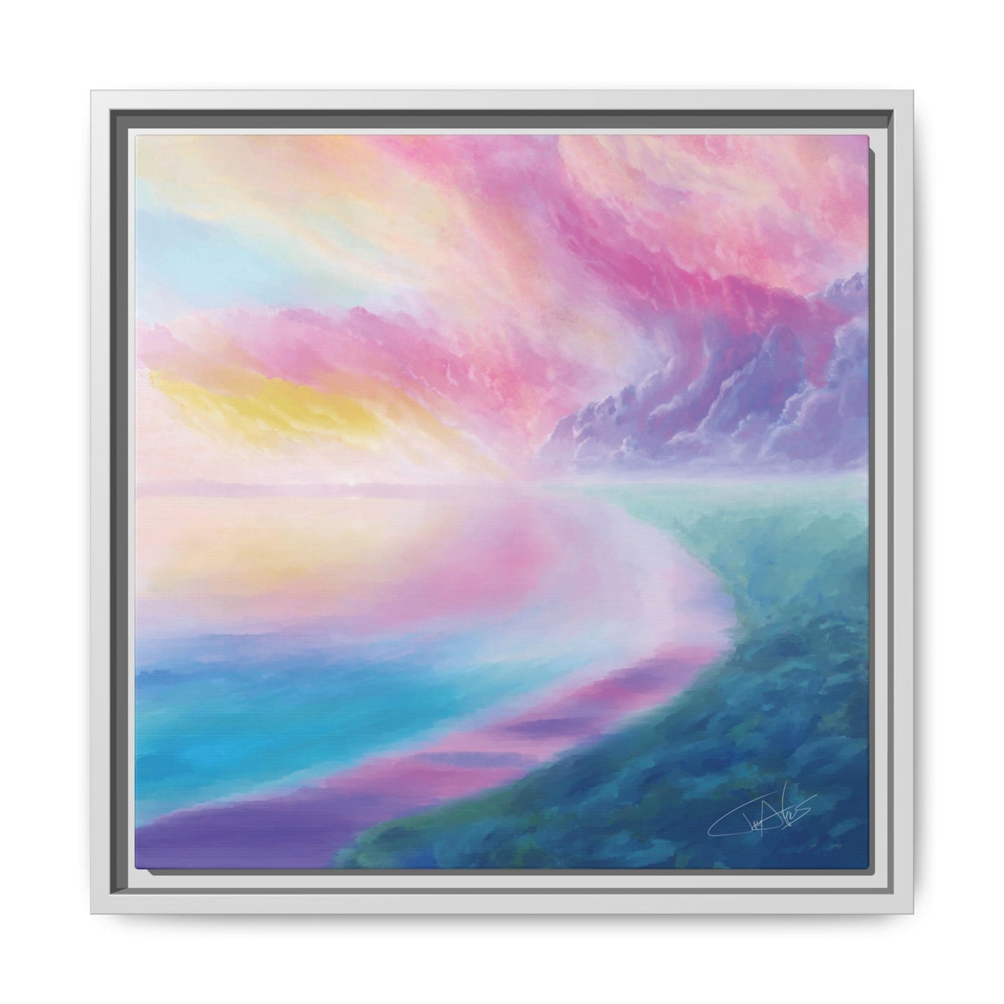 "Cotton Candy Sunset" Framed canvas