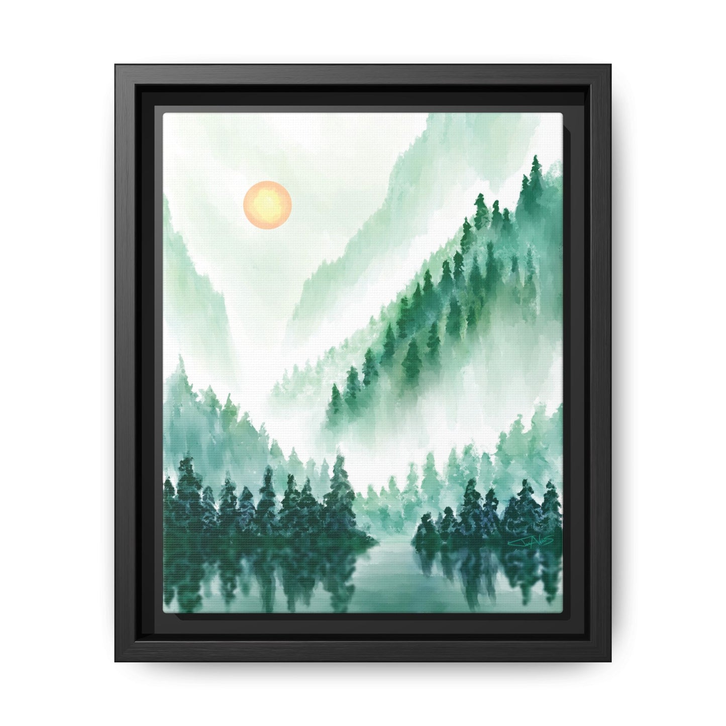"Emerald Expanse" Framed canvas