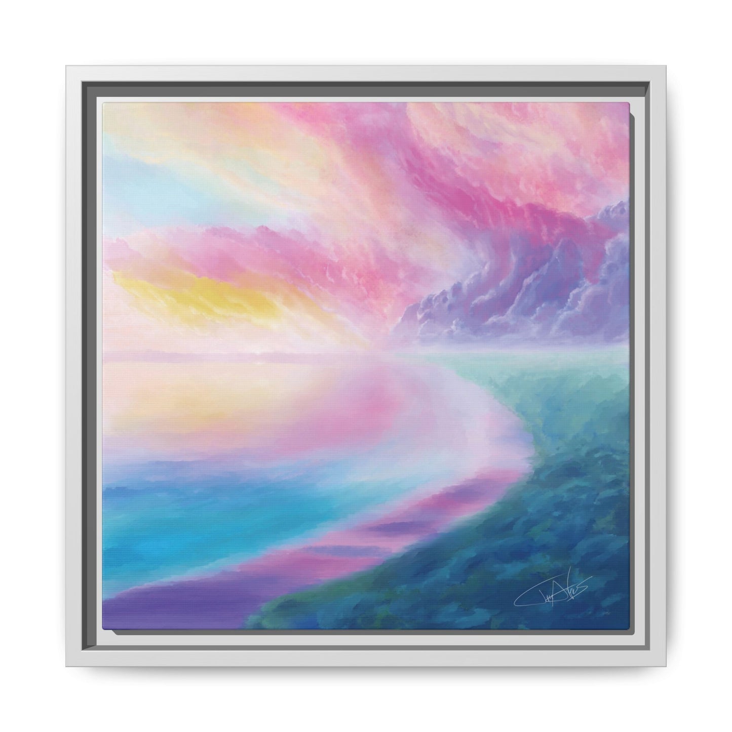 "Cotton Candy Sunset" Framed canvas