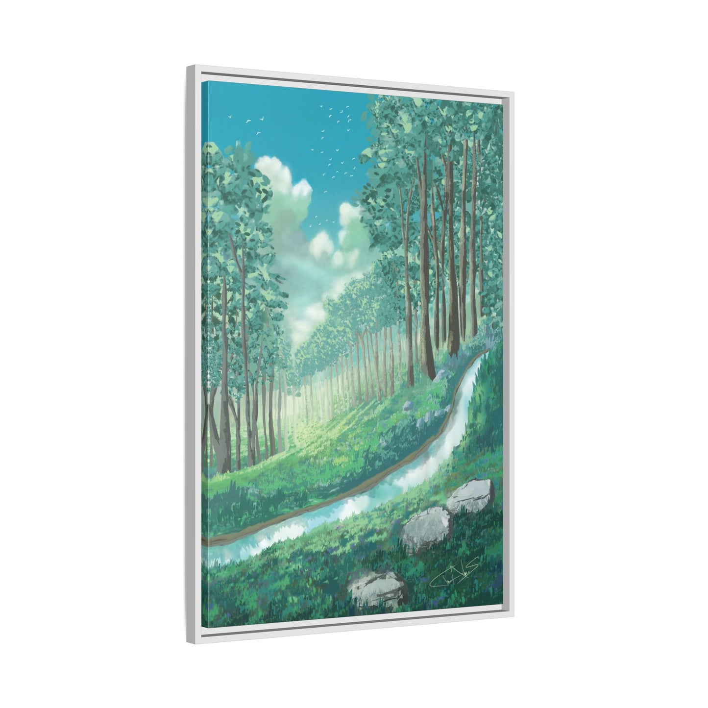 "Summer Stream" Framed canvas