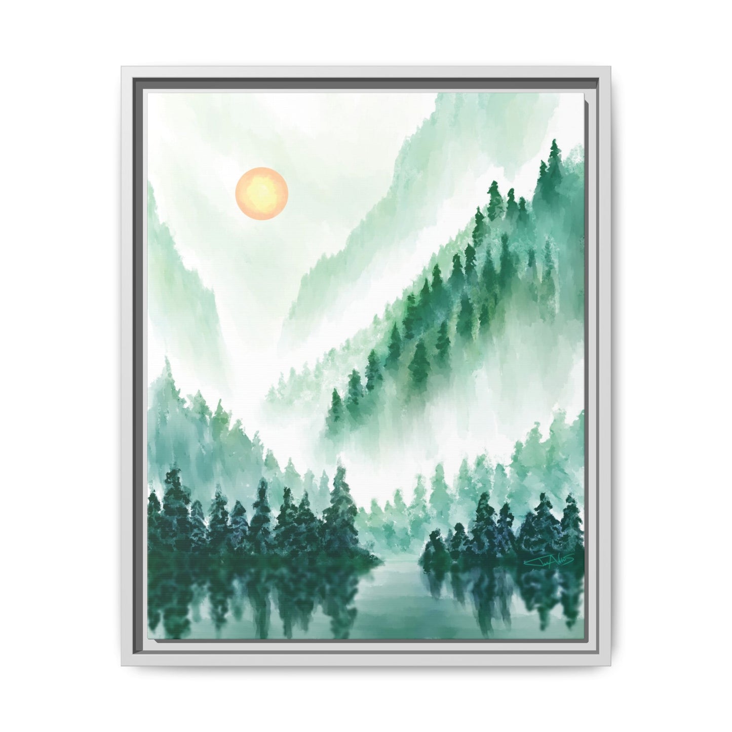 "Emerald Expanse" Framed canvas