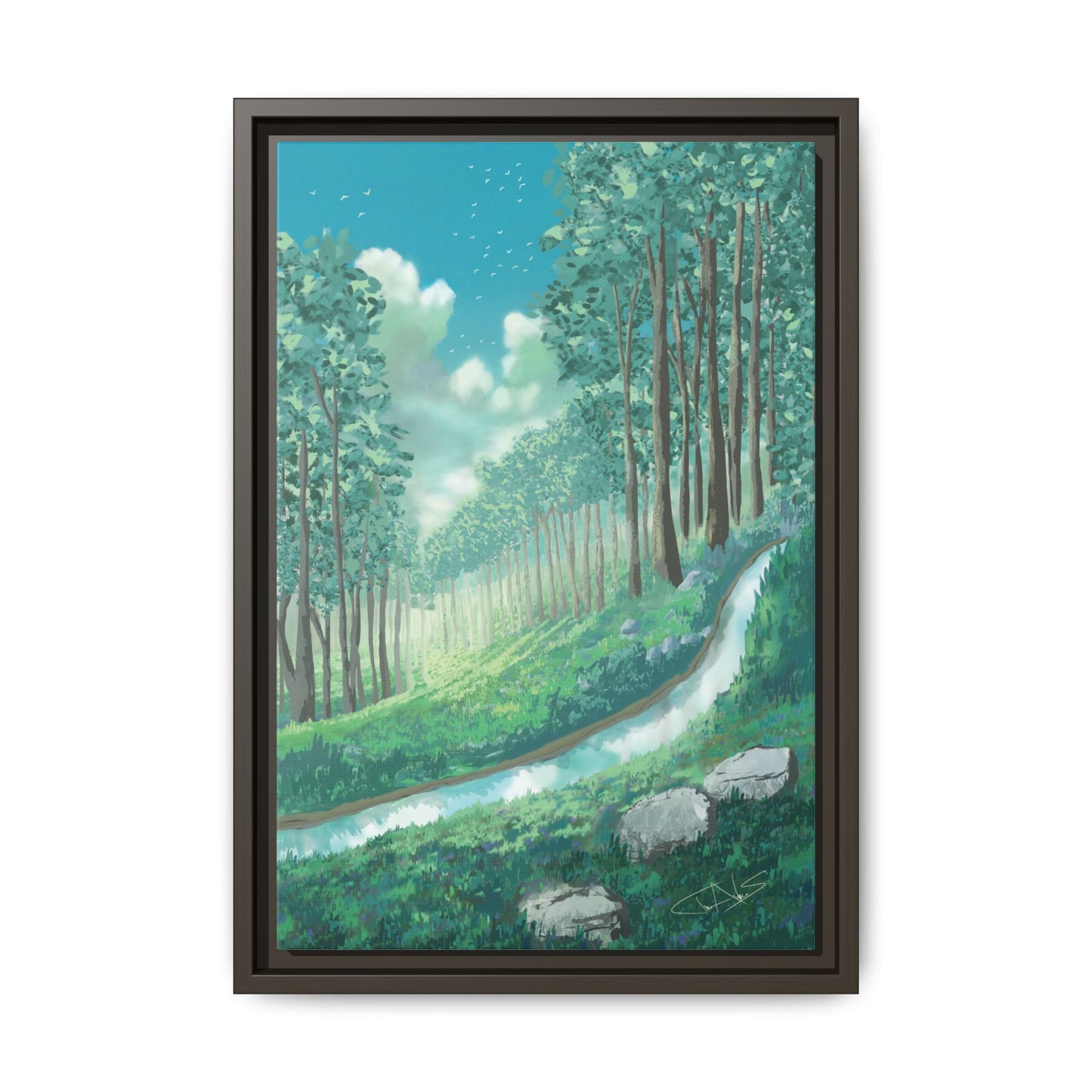 "Summer Stream" Framed canvas