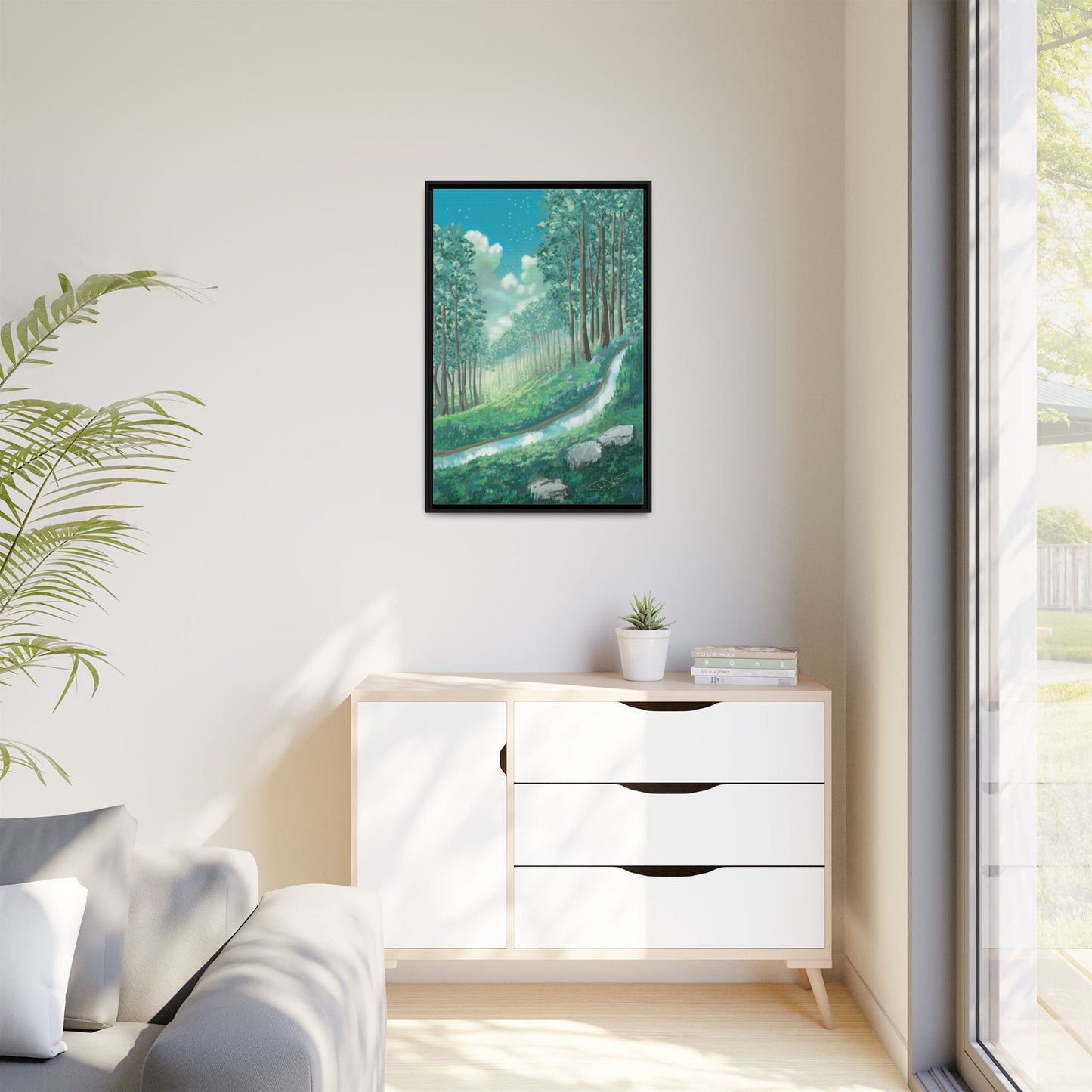 "Summer Stream" Framed canvas
