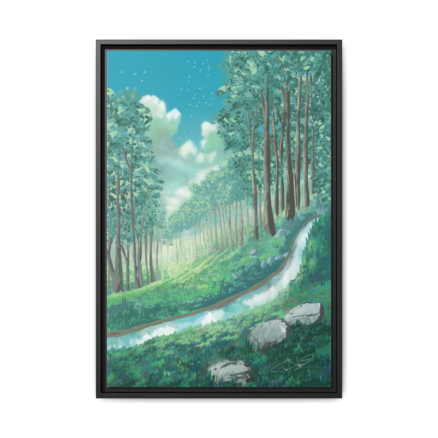 "Summer Stream" Framed canvas