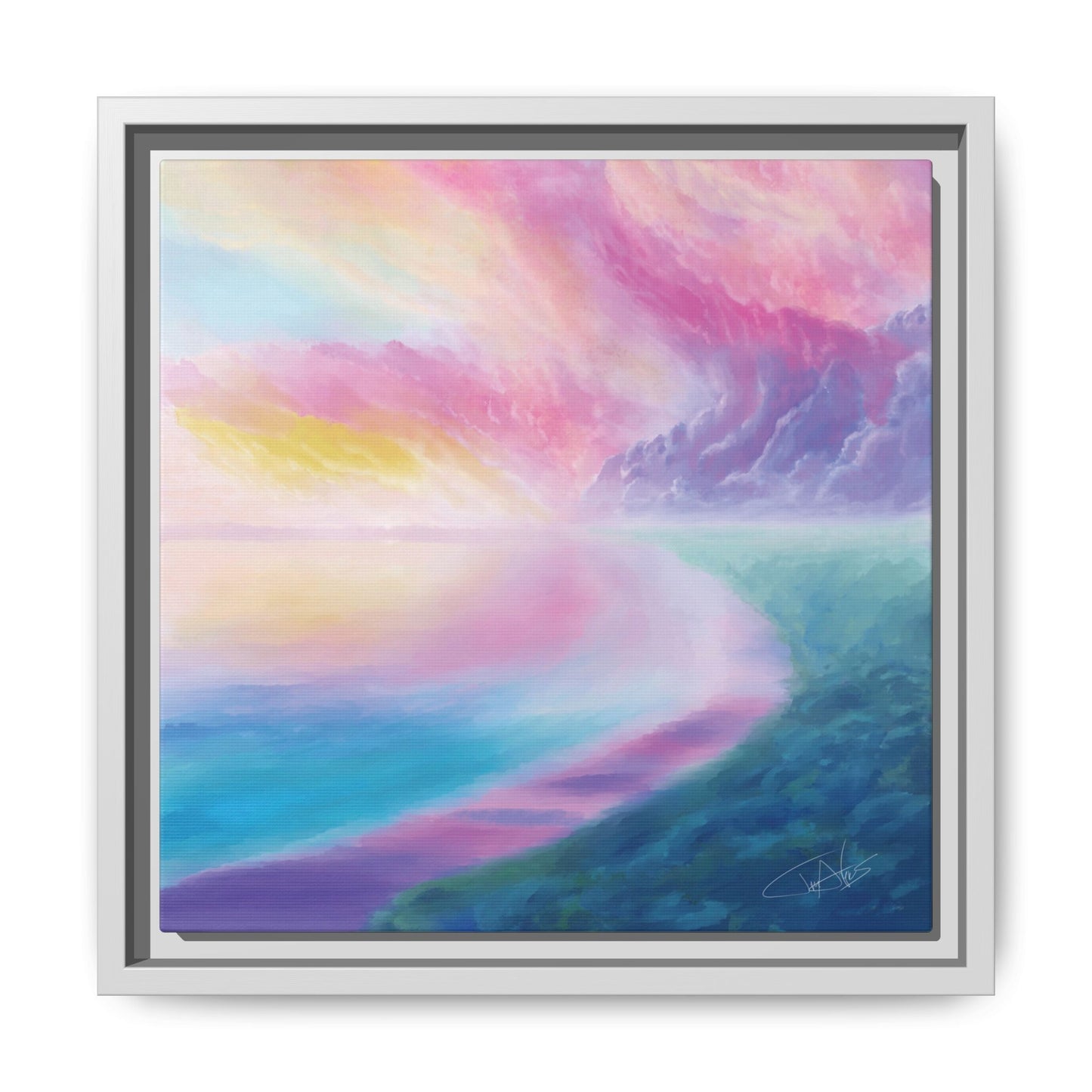"Cotton Candy Sunset" Framed canvas