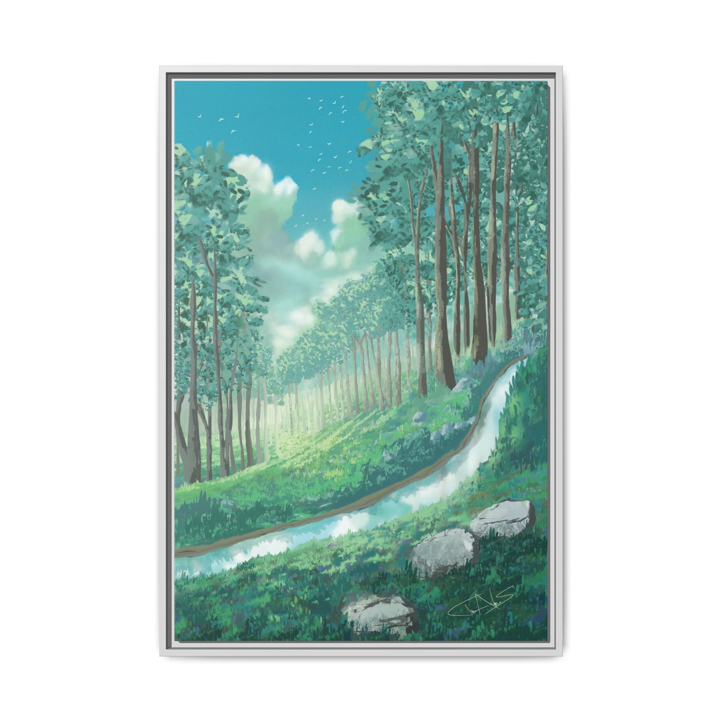 "Summer Stream" Framed canvas