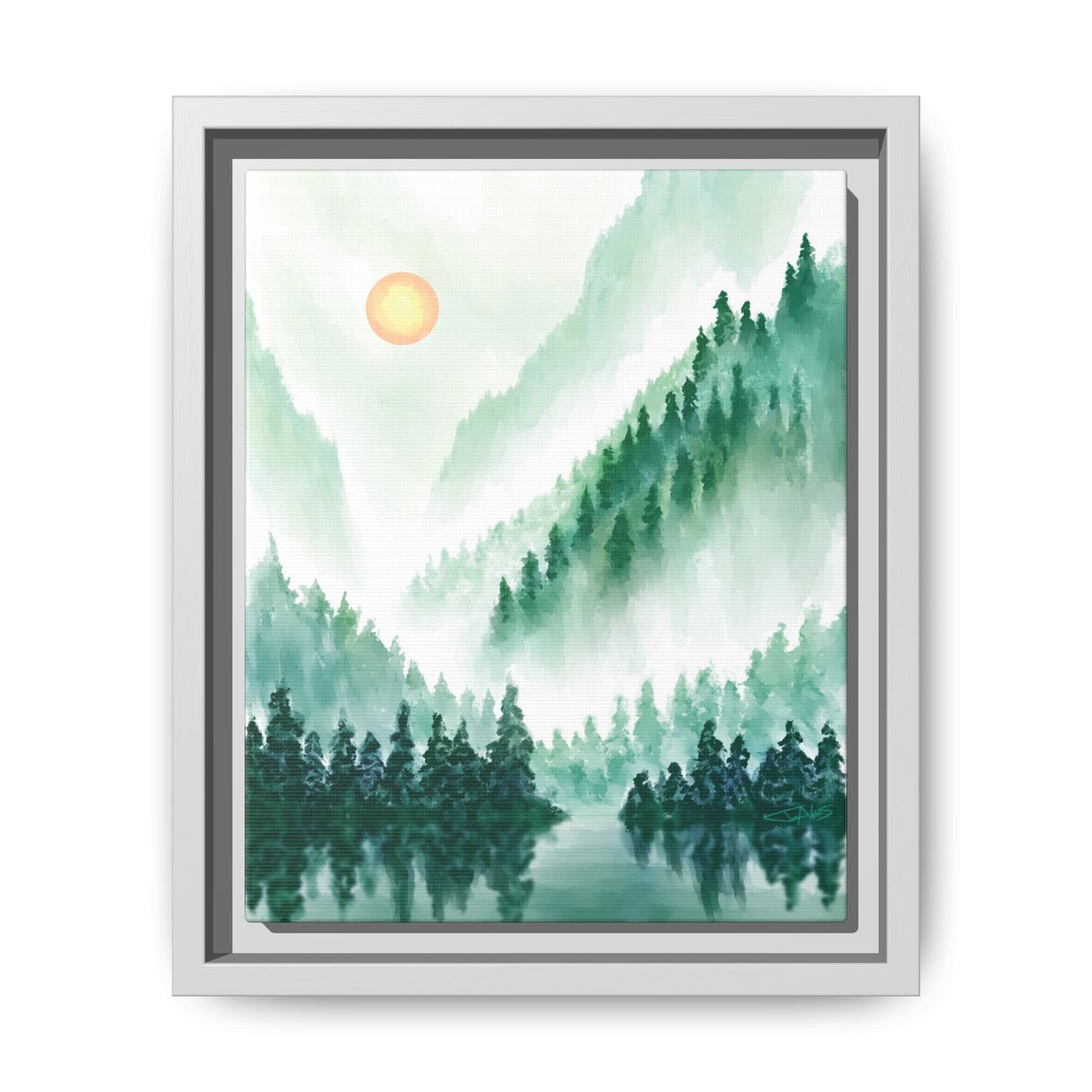 "Emerald Expanse" Framed canvas