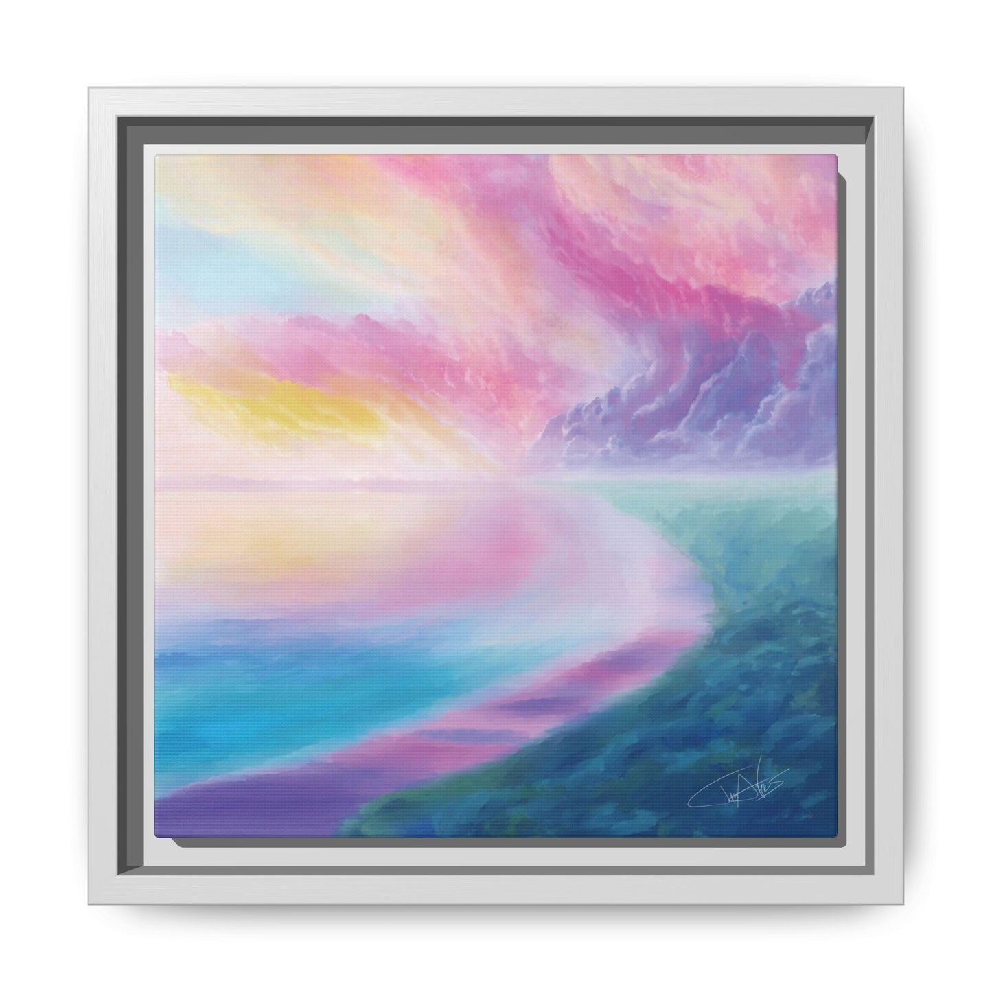 "Cotton Candy Sunset" Framed canvas