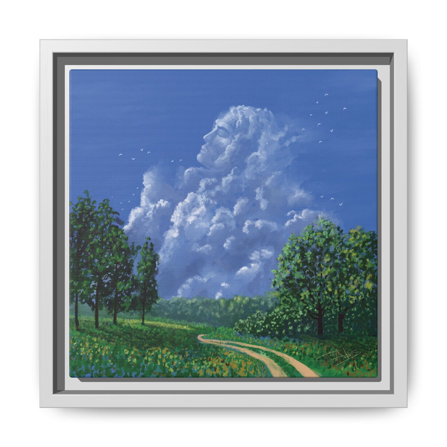 "Man in the Clouds" Framed canvas
