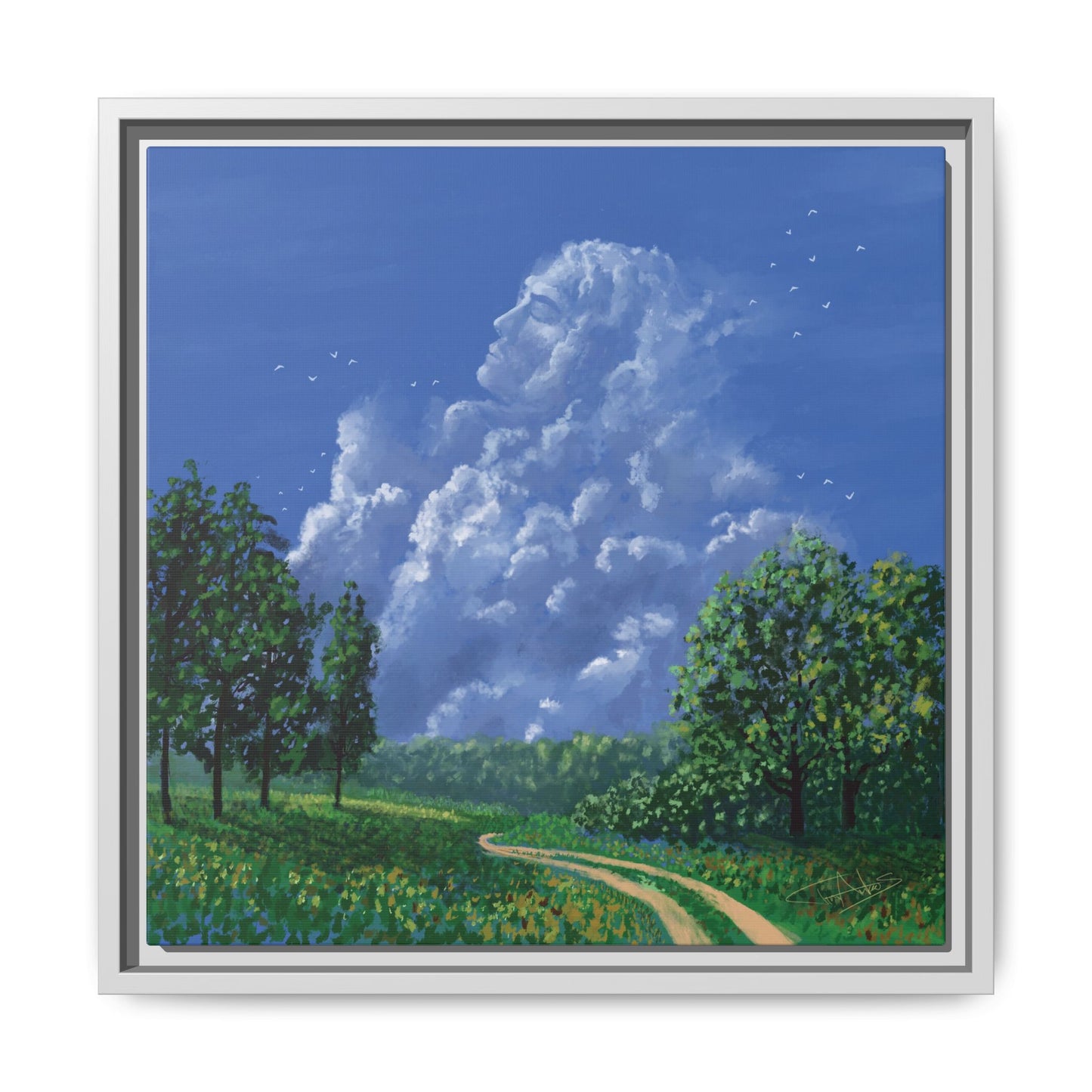 "Man in the Clouds" Framed canvas