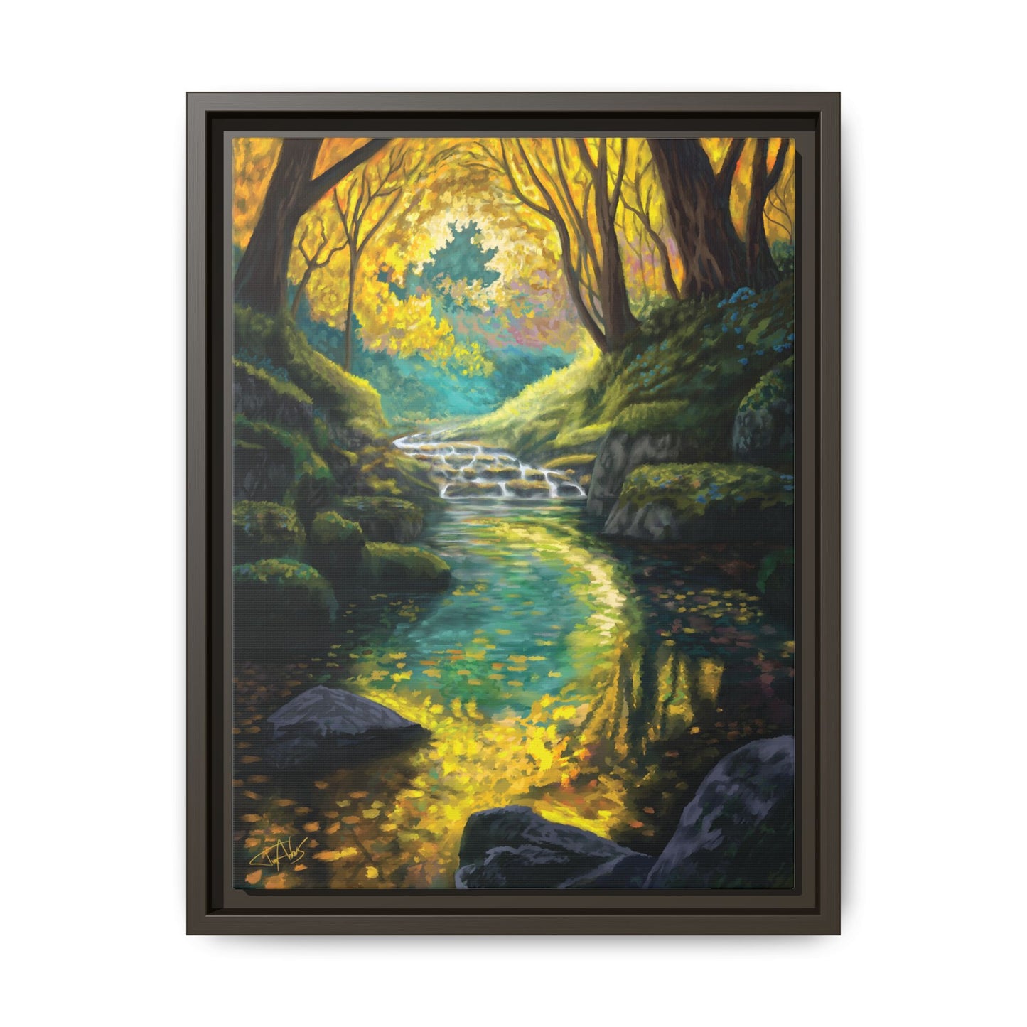 "Golden Light Continuum" Framed canvas