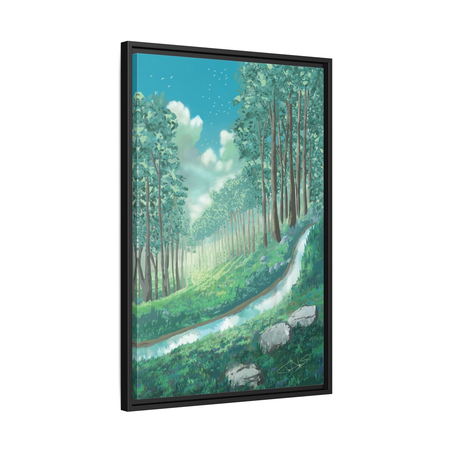 "Summer Stream" Framed canvas