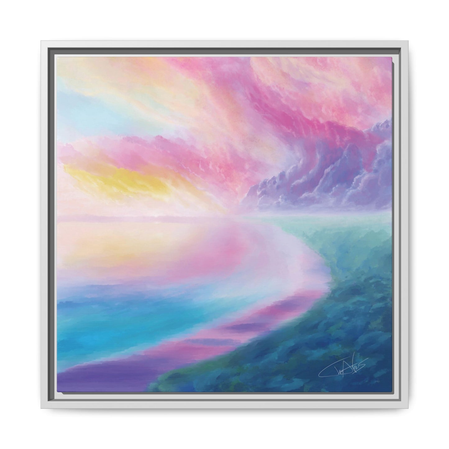 "Cotton Candy Sunset" Framed canvas