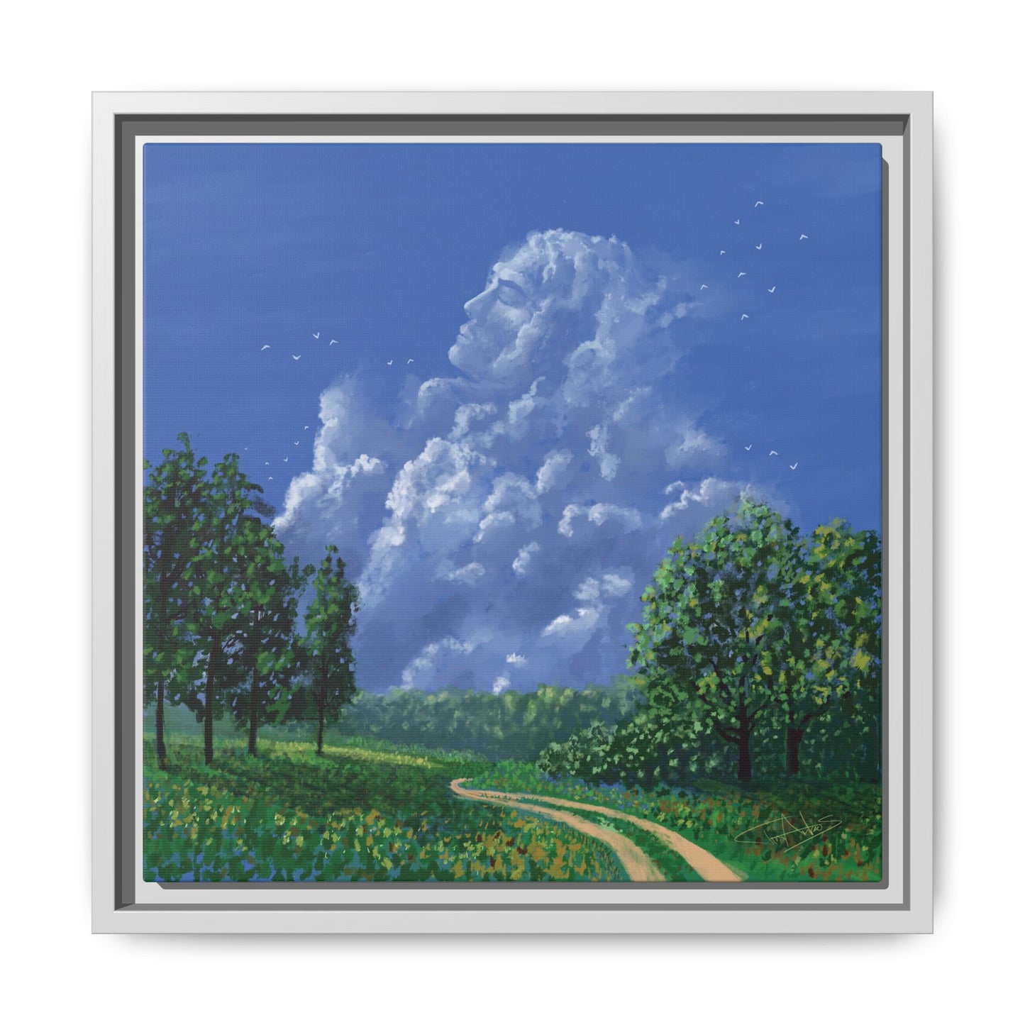 "Man in the Clouds" Framed canvas